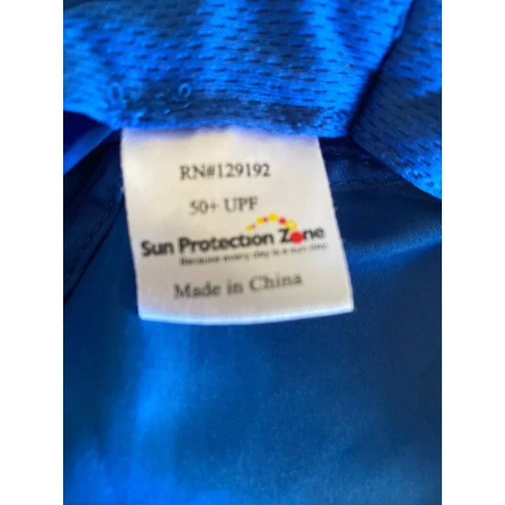 Sun‎ Protection Zone Kids Blue Shark Print Bucket Hat 50+ UPF Adjustable Strap